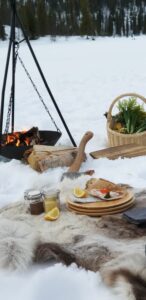 Ice Fishing and dinner on open fire